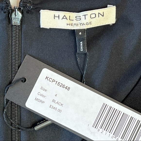 HALSTON HERITAGE | V Neck Midi Dress - Picture 6 of 7